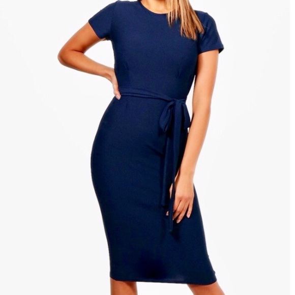 Boohoo Dresses Nwt Navy Ss Midi Dress Size 4 Poshmark